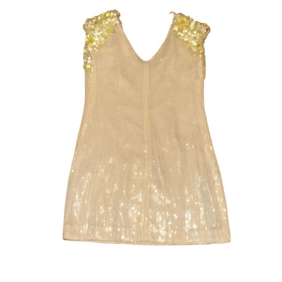 Rare Free People Icy Citrus Dress, Sz 4 ivory, yellow sequins Retail 500 mini - Picture 4 of 13